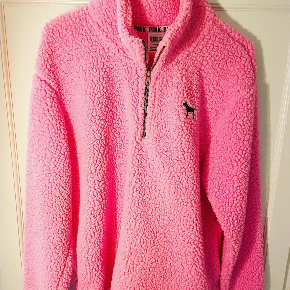 Victoria’s Secret hot pink fleece half zip